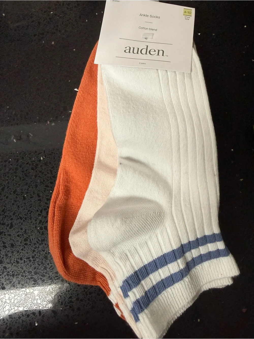 auden Ankle Socks - White, Orange & Peach (3-Pack)